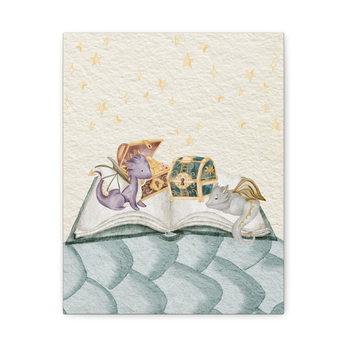 Books and Dragons - Matte Canvas, Stretched - Dragon Kingdom Collection