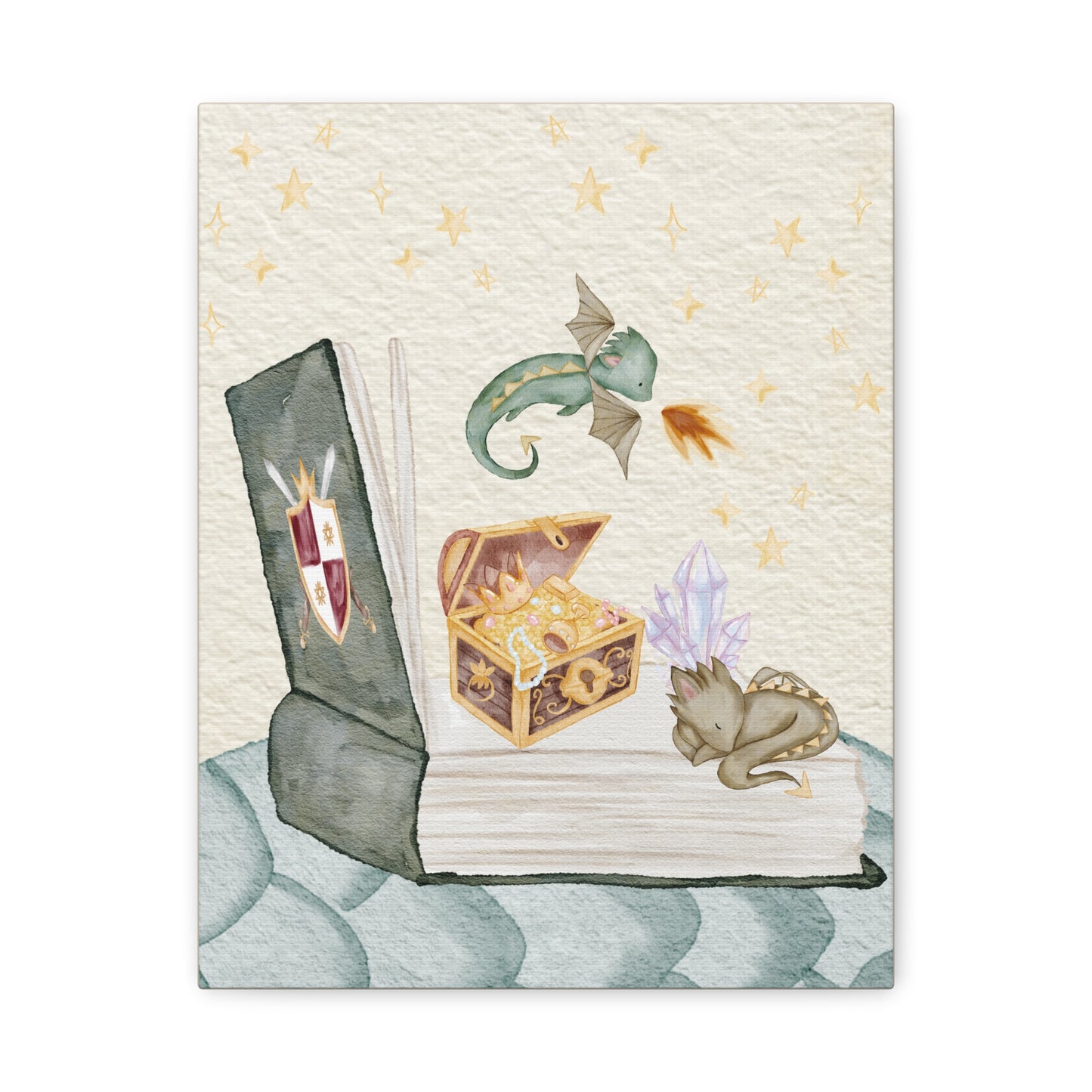 Books and Dragons - Matte Canvas, Stretched - Dragon Kingdom Collection
