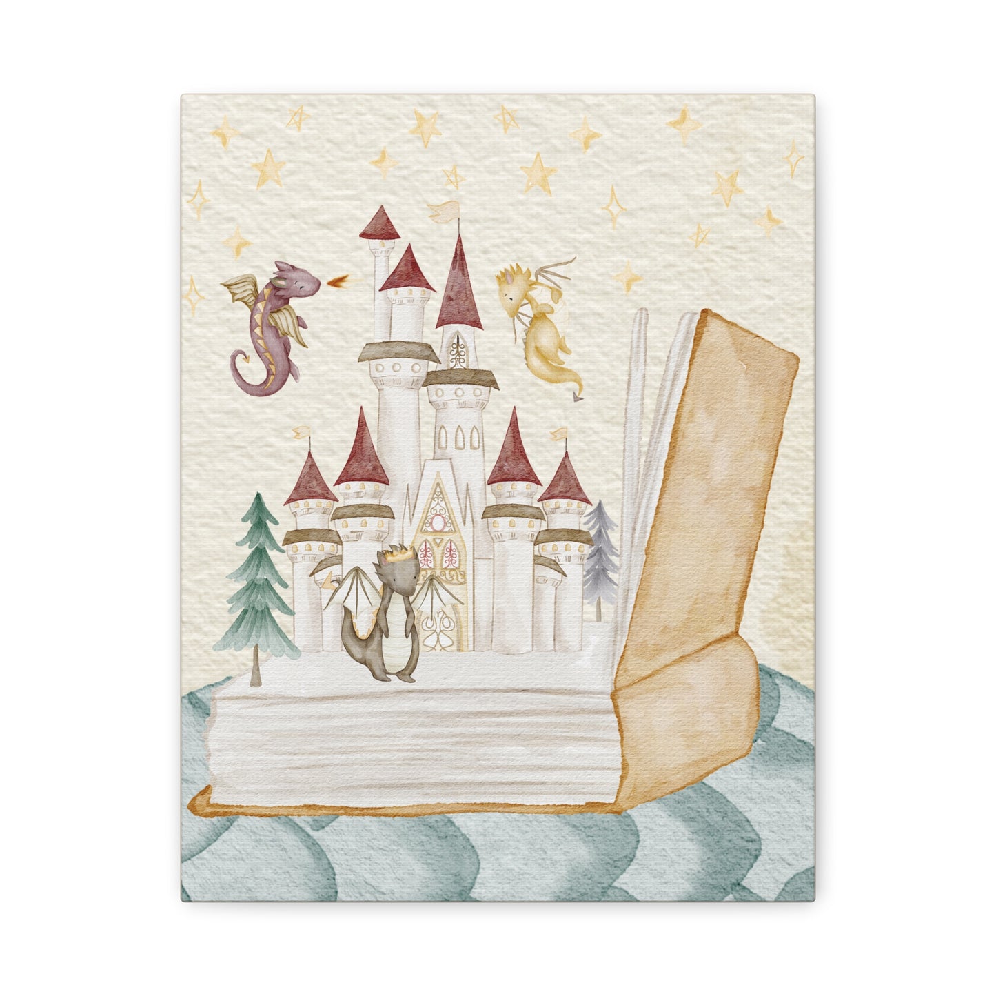 Books and Dragons - Matte Canvas, Stretched - Dragon Kingdom Collection