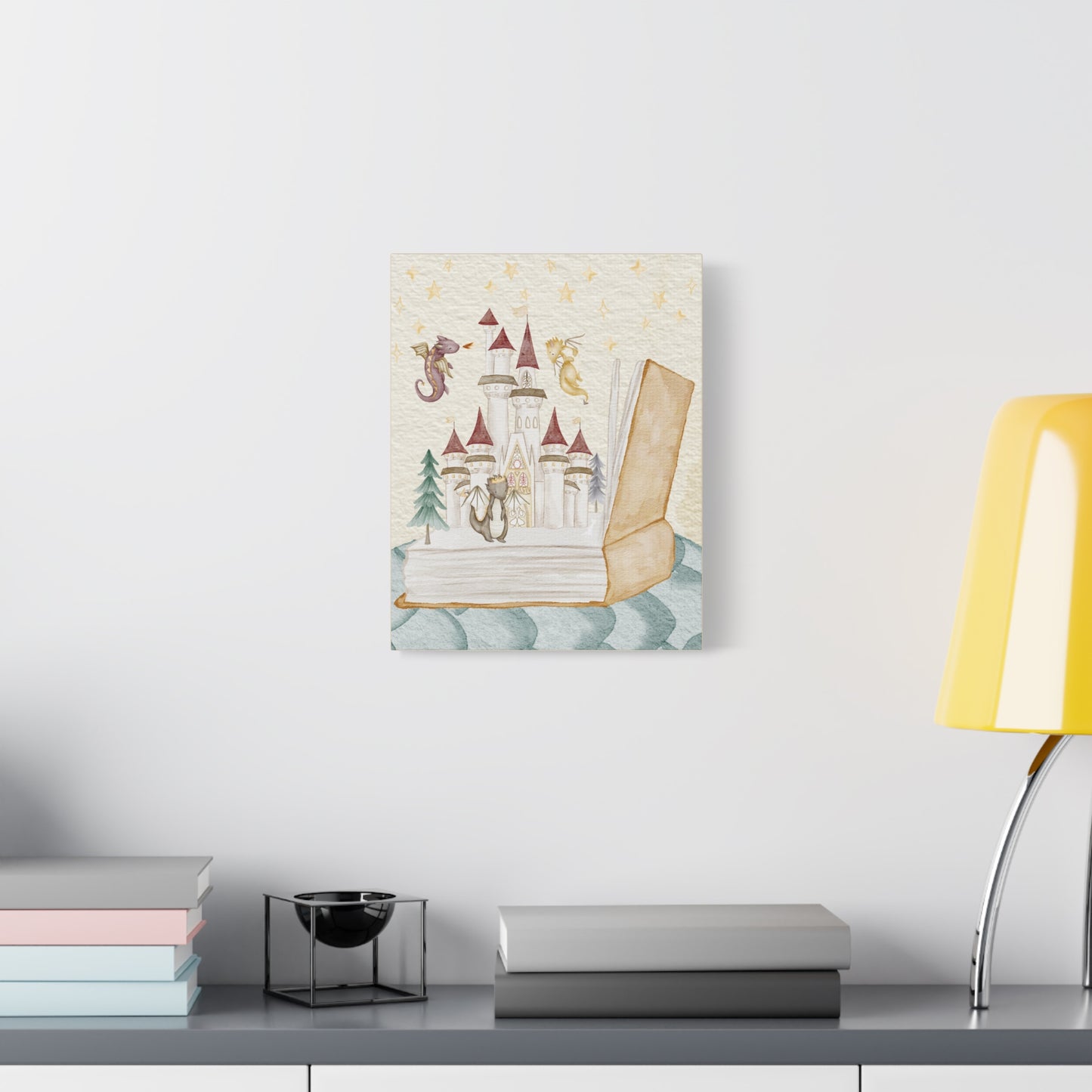 Books and Dragons - Matte Canvas, Stretched - Dragon Kingdom Collection