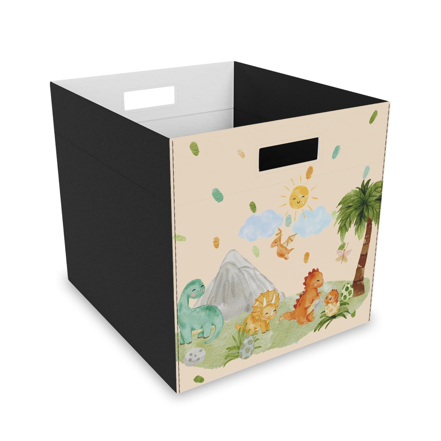 Cute Dinosaur Scene - Felt Storage Box - Green Dino Baby Collection