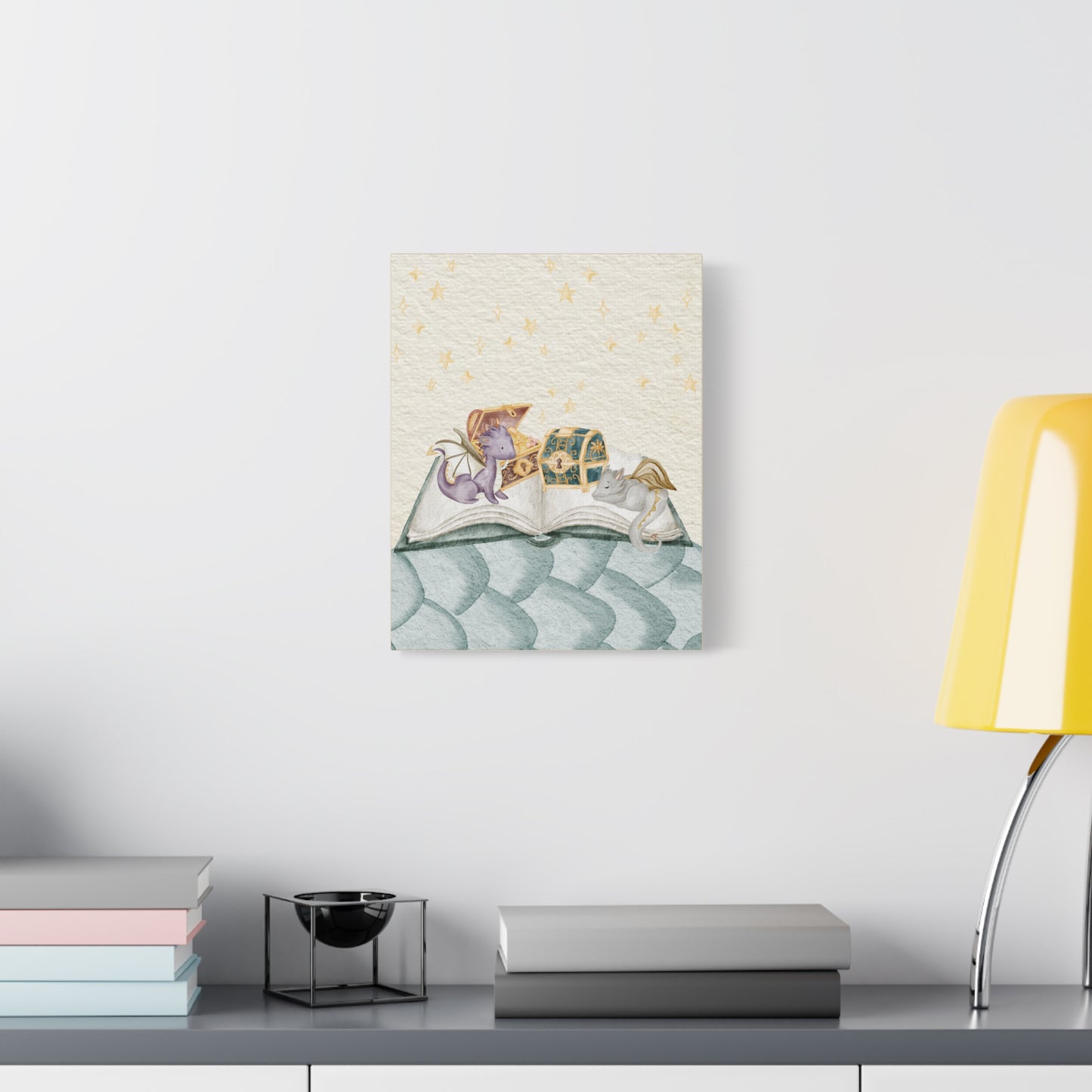 Books and Dragons - Matte Canvas, Stretched - Dragon Kingdom Collection