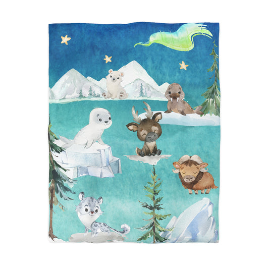 Cute Nordic Animals - Twin Microfiber Duvet Cover - Cute Nordic Animal Collection