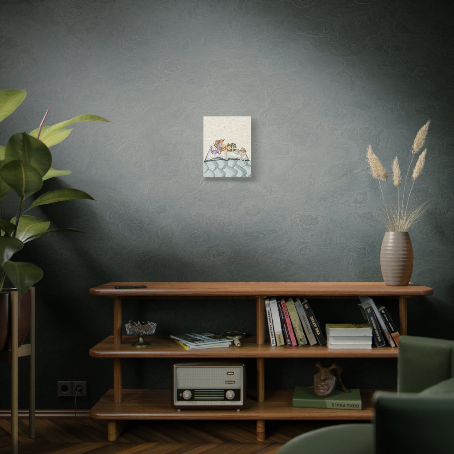 Books and Dragons - Matte Canvas, Stretched - Dragon Kingdom Collection