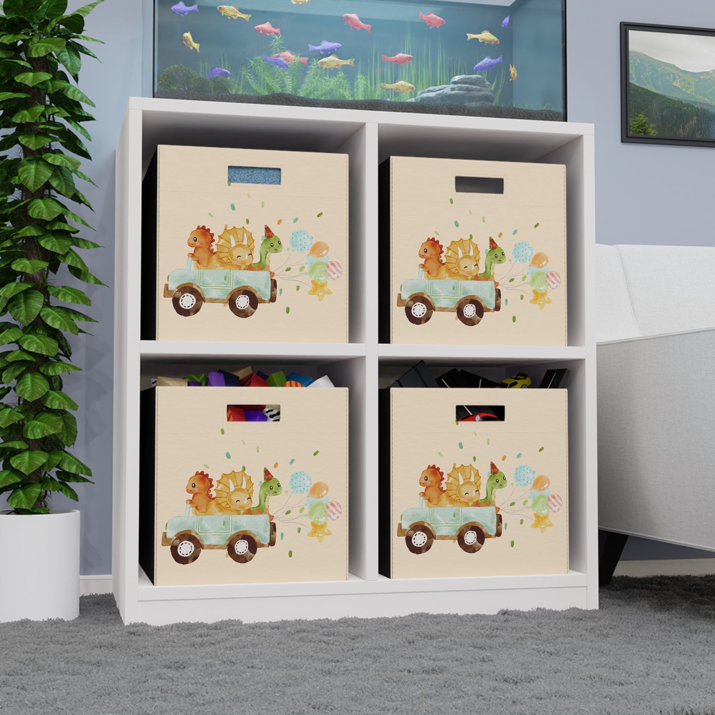 Cute Dinosaur Car - Felt Storage Box - Colorful Dino Baby Collection